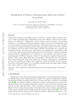 Classification of Primitive Manufacturing Tasks from Filtered Event Data