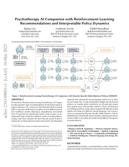 Psychotherapy AI Companion with Reinforcement Learning Recommendations
  and Interpretable Policy Dynamics