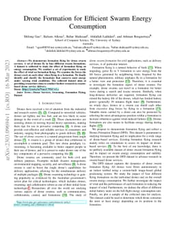 Drone Formation for Efficient Swarm Energy Consumption