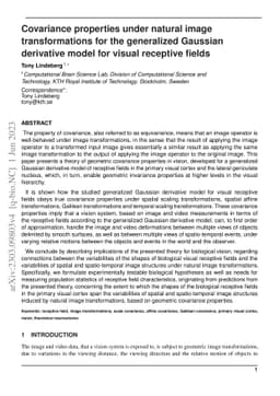 Covariance properties under natural image transformations for the
  generalized Gaussian derivative model for visual receptive fields