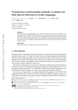 Transformers and Ensemble methods: A solution for Hate Speech Detection
  in Arabic languages