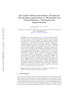 Executable Models and Instance Tracking for Decentralized Applications
  on Blockchains and Cloud Platforms -- Metamodel and Implementation