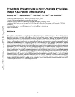 Preventing Unauthorized AI Over-Analysis by Medical Image Adversarial
  Watermarking