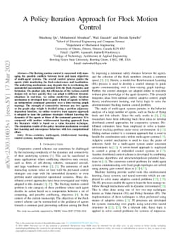 A Policy Iteration Approach for Flock Motion Control