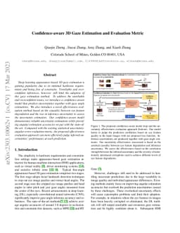 Confidence-aware 3D Gaze Estimation and Evaluation Metric