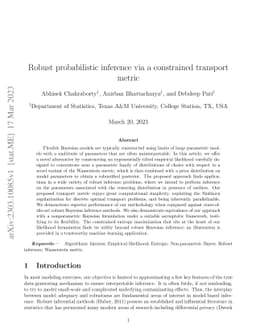 Robust probabilistic inference via a constrained transport metric