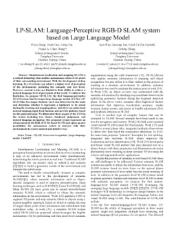 LP-SLAM: Language-Perceptive RGB-D SLAM system based on Large Language
  Model
