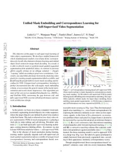 Unified Mask Embedding and Correspondence Learning for Self-Supervised
  Video Segmentation