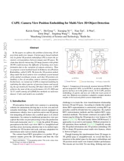 CAPE: Camera View Position Embedding for Multi-View 3D Object Detection