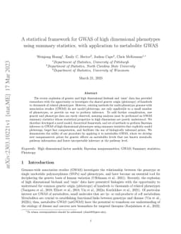 A statistical framework for GWAS of high dimensional phenotypes using
  summary statistics, with application to metabolite GWAS