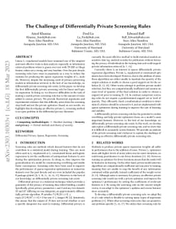 The Challenge of Differentially Private Screening Rules