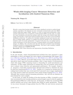 Whole-slide-imaging Cancer Metastases Detection and Localization with
  Limited Tumorous Data
