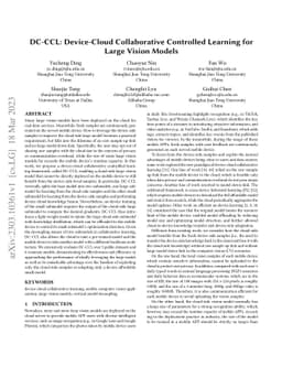 DC-CCL: Device-Cloud Collaborative Controlled Learning for Large Vision
  Models