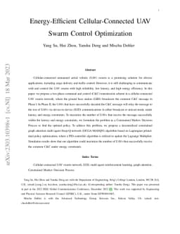 Energy-Efficient Cellular-Connected UAV Swarm Control Optimization