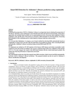 Smart ROI Detection for Alzheimer's disease prediction using explainable
  AI