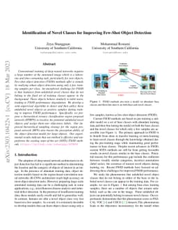 Identification of Novel Classes for Improving Few-Shot Object Detection