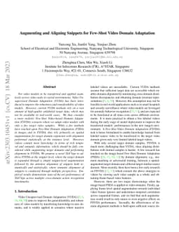 Augmenting and Aligning Snippets for Few-Shot Video Domain Adaptation