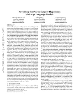 Revisiting the Plastic Surgery Hypothesis via Large Language Models