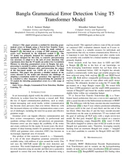 Bangla Grammatical Error Detection Using T5 Transformer Model