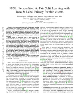 PFSL: Personalized & Fair Split Learning with Data & Label Privacy for
  thin clients