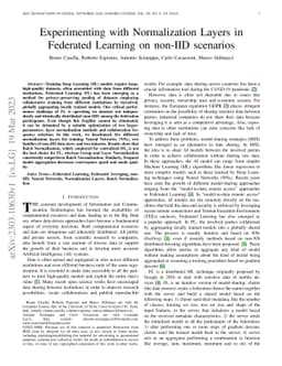 Experimenting with Normalization Layers in Federated Learning on non-IID
  scenarios