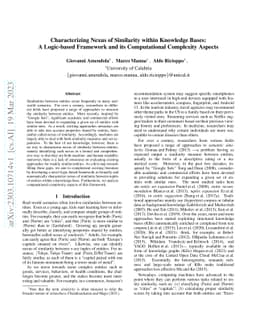 Characterizing Nexus of Similarity within Knowledge Bases: A Logic-based
  Framework and its Computational Complexity Aspects
