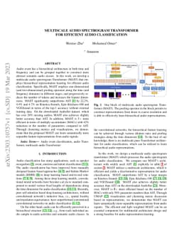 Multiscale Audio Spectrogram Transformer for Efficient Audio
  Classification