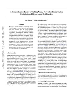 A Comprehensive Review of Spiking Neural Networks: Interpretation,
  Optimization, Efficiency, and Best Practices