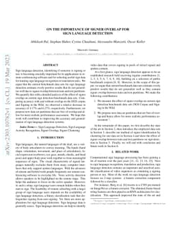 On the Importance of Signer Overlap for Sign Language Detection