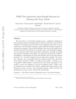 PASS: Peer-Agreement based Sample Selection for training with Noisy
  Labels