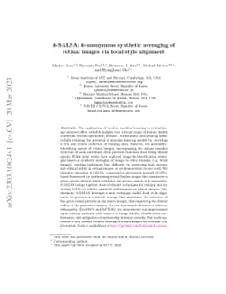 k-SALSA: k-anonymous synthetic averaging of retinal images via local
  style alignment