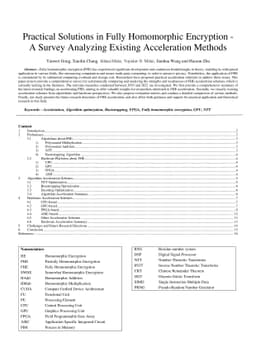 Practical Solutions in Fully Homomorphic Encryption -- A Survey
  Analyzing Existing Acceleration Methods