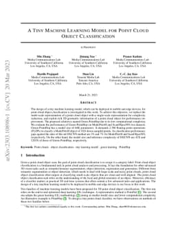 A Tiny Machine Learning Model for Point Cloud Object Classification