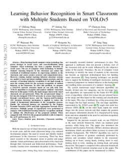 Learning Behavior Recognition in Smart Classroom with Multiple Students
  Based on YOLOv5