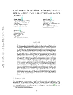Approaching an unknown communication system by latent space exploration
  and causal inference