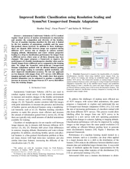 Improved Benthic Classification using Resolution Scaling and SymmNet
  Unsupervised Domain Adaptation