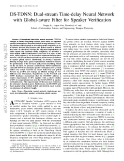 DS-TDNN: Dual-stream Time-delay Neural Network with Global-aware Filter
  for Speaker Verification