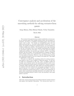 Convergence analysis and acceleration of the smoothing methods for
  solving extensive-form games