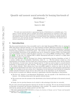Quantile and moment neural networks for learning functionals of
  distributions