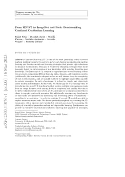 From MNIST to ImageNet and Back: Benchmarking Continual Curriculum
  Learning