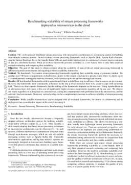 Benchmarking scalability of stream processing frameworks deployed as
  microservices in the cloud