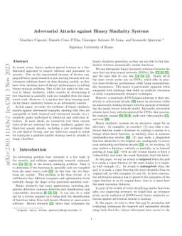 Adversarial Attacks against Binary Similarity Systems