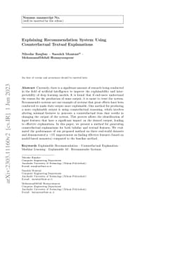 Explaining Recommendation System Using Counterfactual Textual
  Explanations