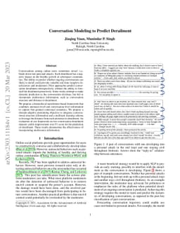 Conversation Modeling to Predict Derailment