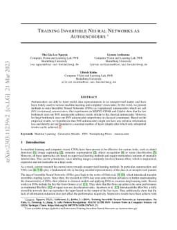 Training Invertible Neural Networks as Autoencoders