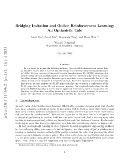 Bridging Imitation and Online Reinforcement Learning: An Optimistic Tale