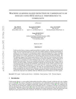 Machine learning-based detection of cardiovascular disease using ECG
  signals: performance vs. complexity