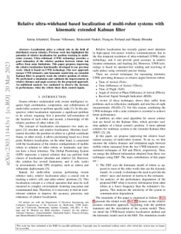 Relative ultra-wideband based localization of multi-robot systems with
  kinematic extended Kalman filter
