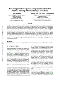Bias mitigation techniques in image classification: fair machine
  learning in human heritage collections