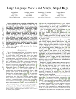 Large Language Models and Simple, Stupid Bugs